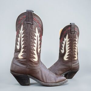 1970s Nocona Inlay — Women’s 7 B Vintage Cowboy Cowgirl Boots